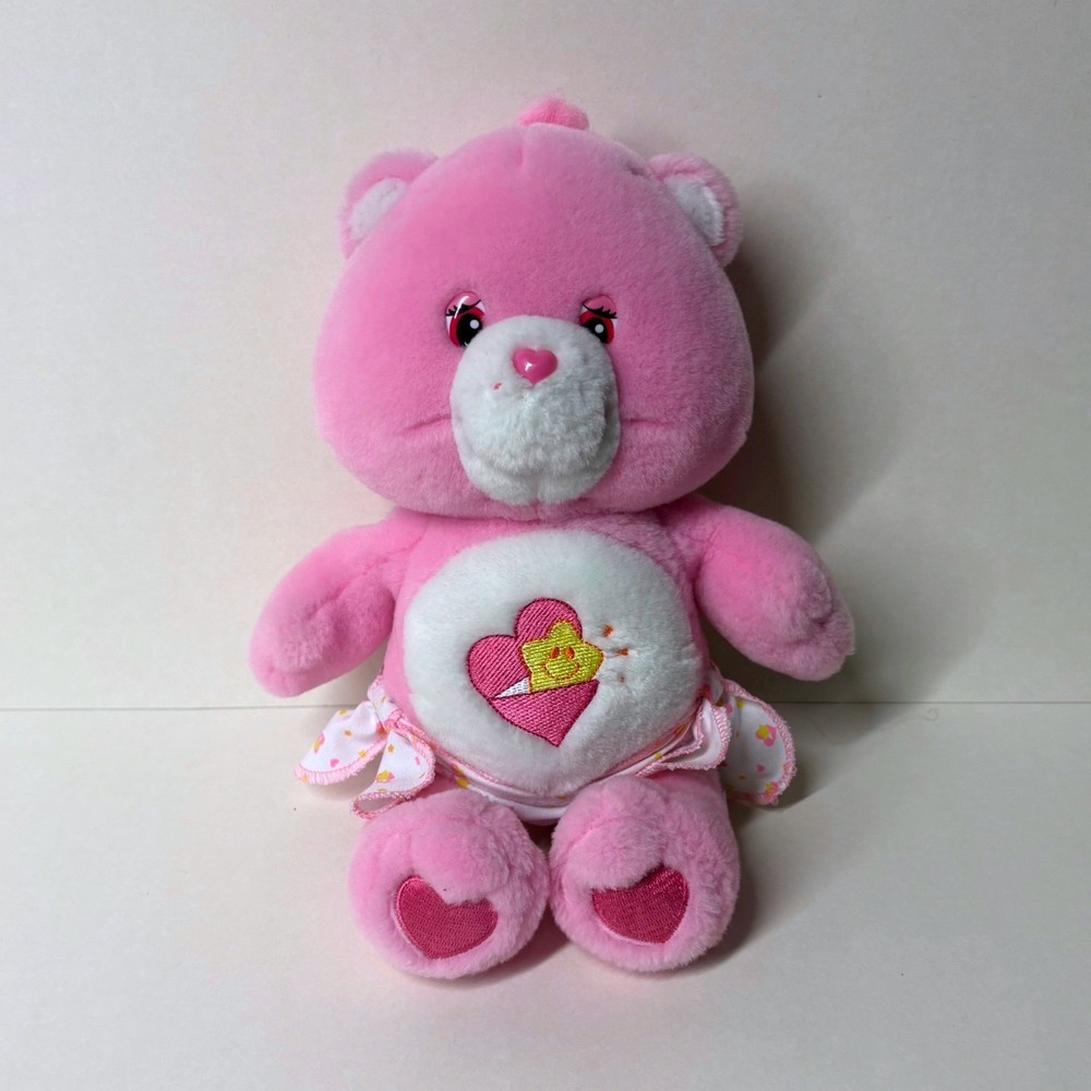 Care Bears Baby Hugs Pink Plush Heart Star Diaper 2002 Play Along Plush Toy